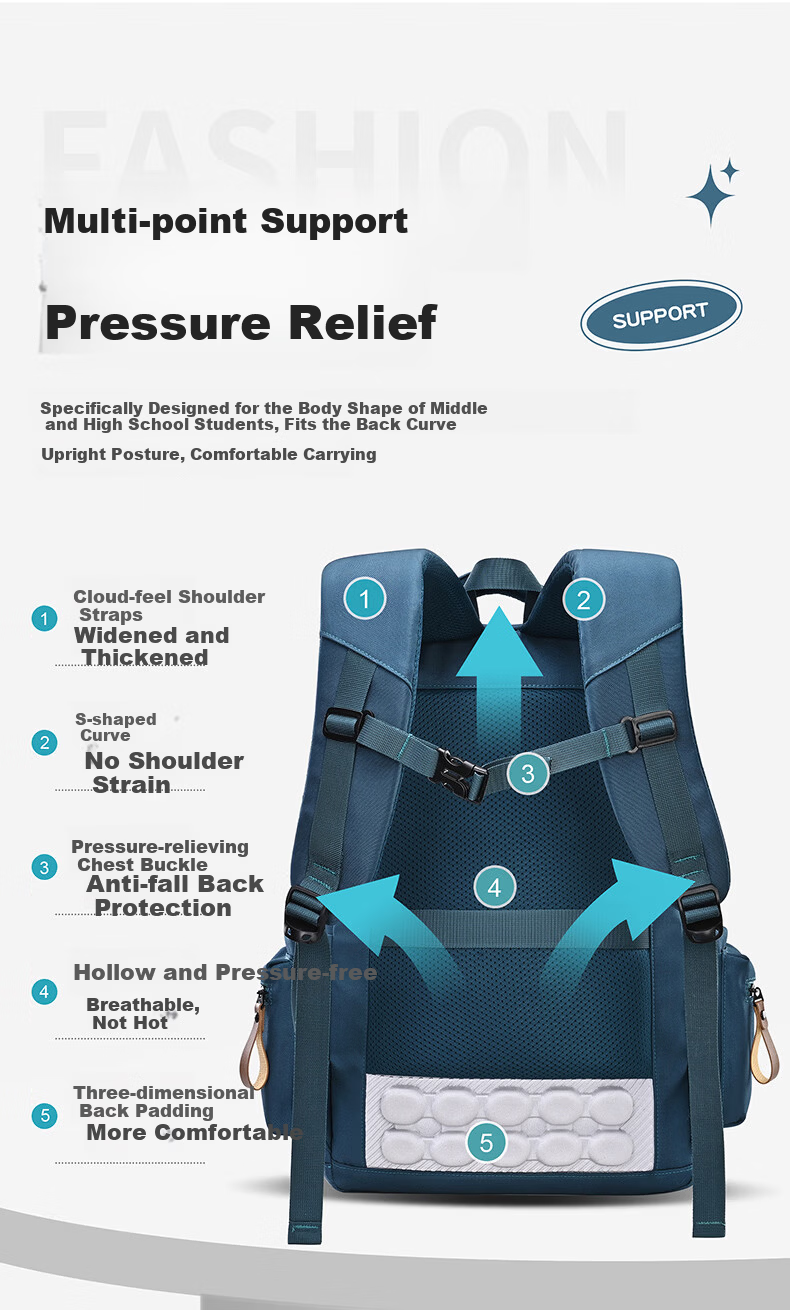 Dishuai Large Capacity Lightweight Breathable School Backpack for Junior High Boys, Middle School, High School, and College Students, Double Shoulder Bag 10