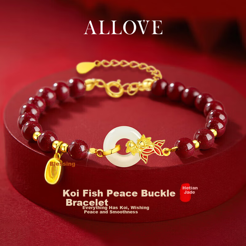 ALLOVE Koi Fish Safety Buckle Bracelet for Women 2026 New Birthday 520 Valentine's Day Gift for Girlfriend Wife