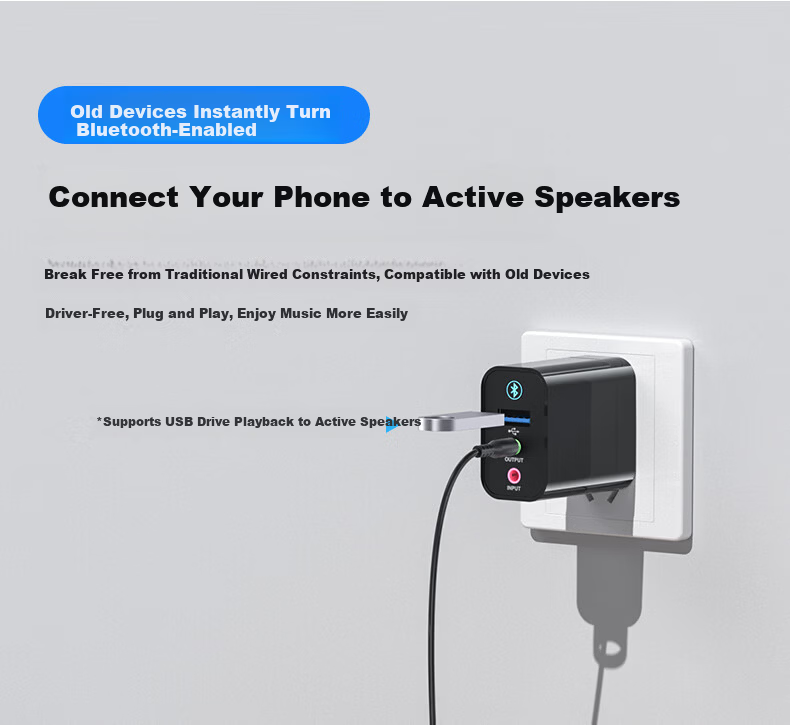 BIAZE Bluetooth Receiver 6.0 Adapter to USB Drive Speaker AUX for Vintage Amplifier Headphones Lossless Wireless Transmitter for Desktop Laptop TV Audio Module 15