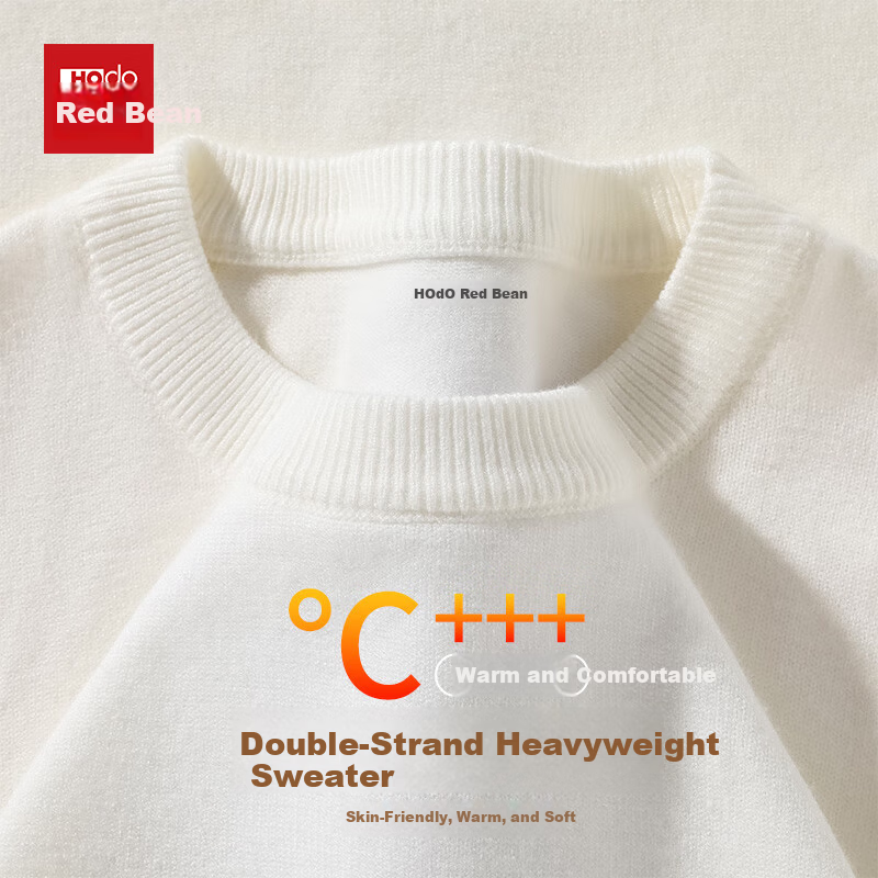 Hodo Comfortable Resilient Crew Neck Sweater Men's Winter Heavyweight Warm Knitwear Youth Base Layer 9