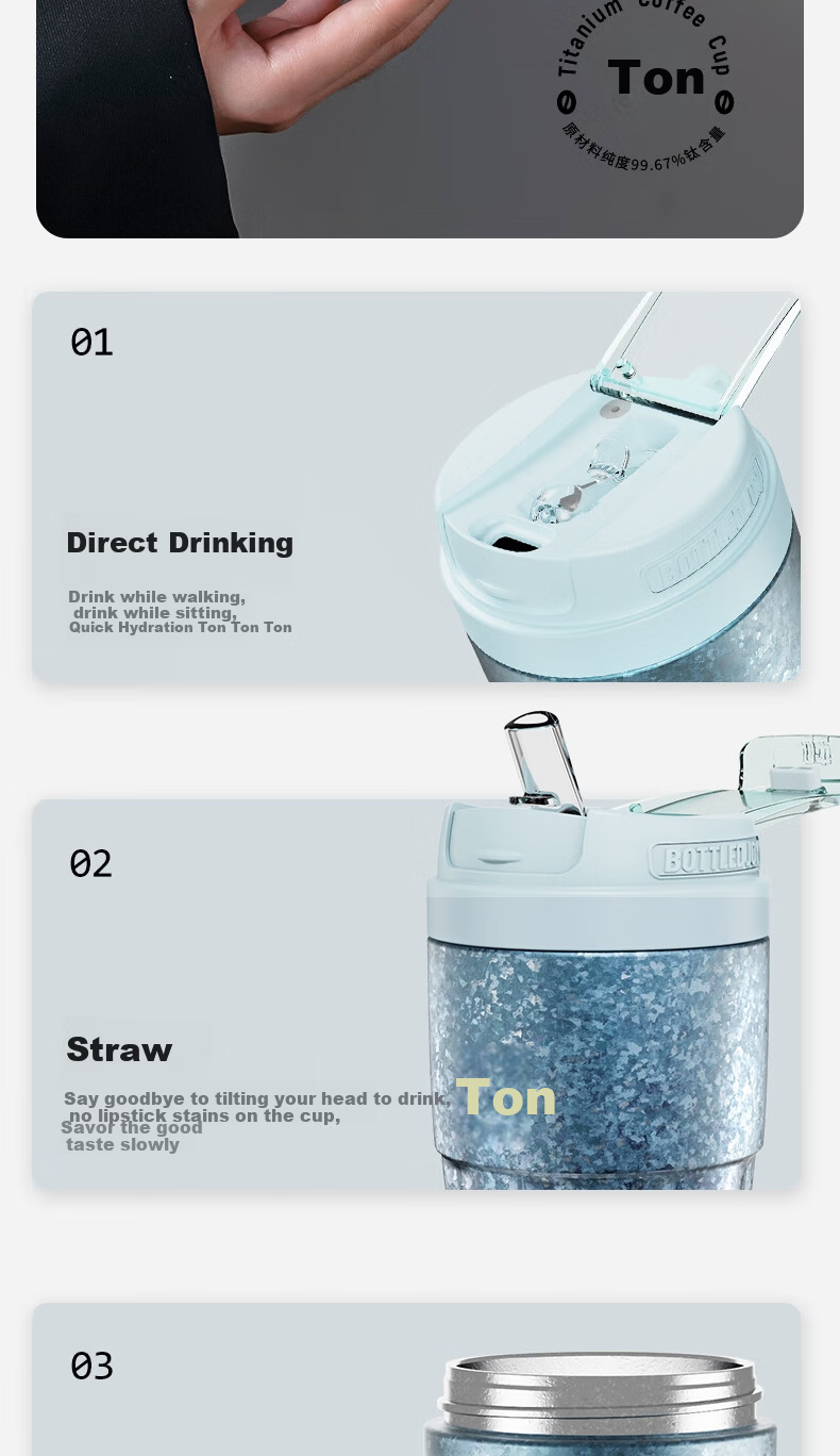 Dundun BOTTLED JOY Pure Titanium Insulated Bottle Wang Yibo Edition Large Capacity Outdoor Cup Holiday Gift 7