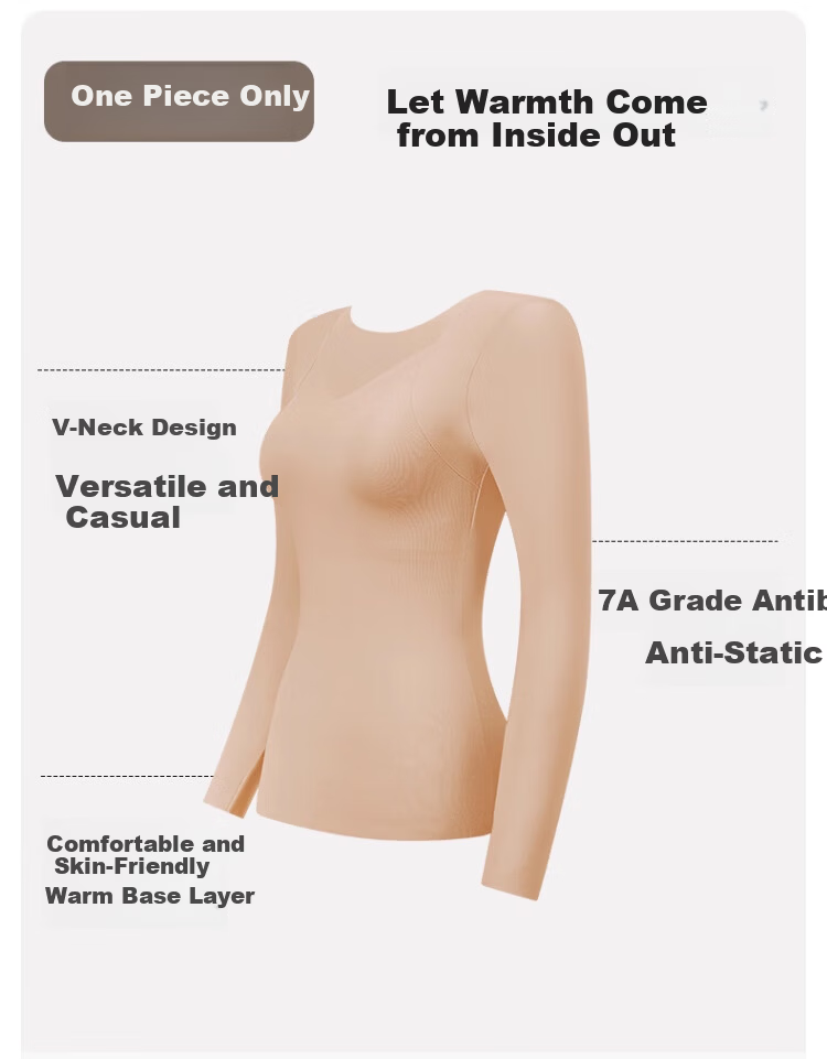 GRACEWELL Seamless Foundation Liquid Thermal Underwear for Women with Chest Pad, Bra-Free, 7A Antibacterial Skin-Enhancing Base Layer Autumn Shirt 1