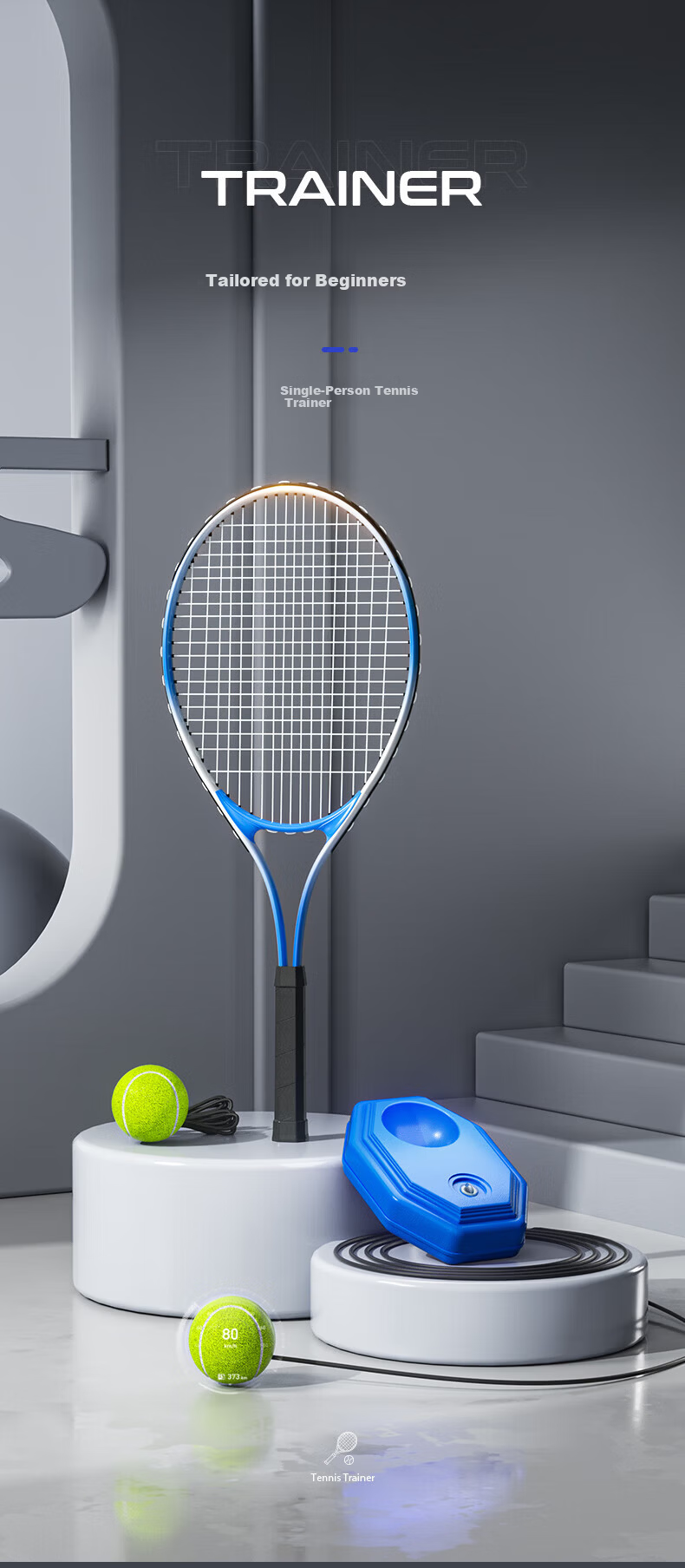 Murcia Tennis Trainer Single Player Rebound Band String Tennis Racket Parent-Child Automatic Rope Fixed Kids Solo Practice Toy 1