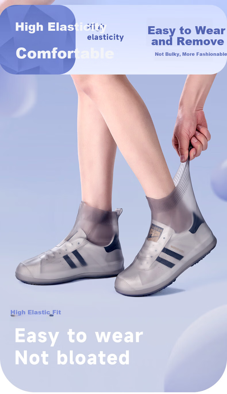 Silayi Rain Shoe Covers (New Latex Material) Non-Slip Thickened Wear-Resistant Reusable Portable Waterproof Rain Gear Boots 4