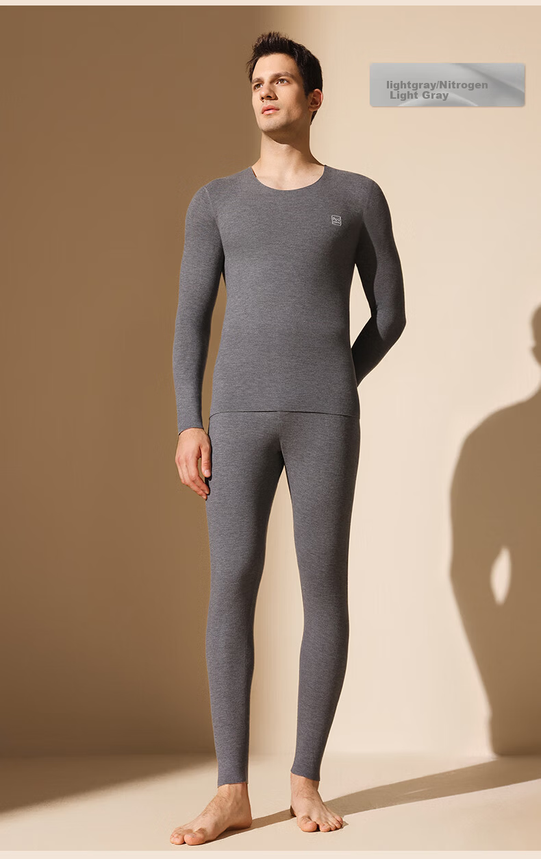 Miiow Men’s 2026 New Thermal Underwear Set Goose Down Tencel Thickened Autumn Base Layer Shirt and Pants with German Velvet Heating 22
