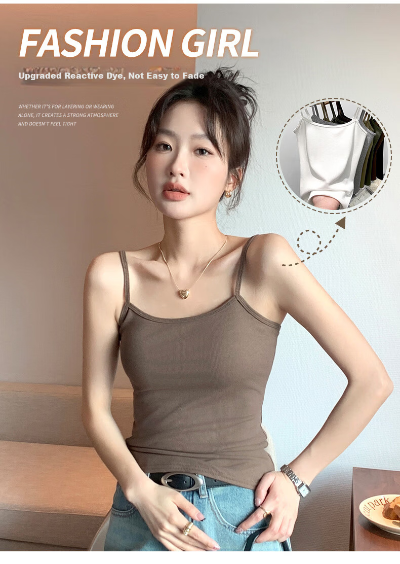 Langsha Women's Small Camisole Vest 2026 New Slim Fit Slimming Backless Sleeveless Thin Outerwear Basic Top 6