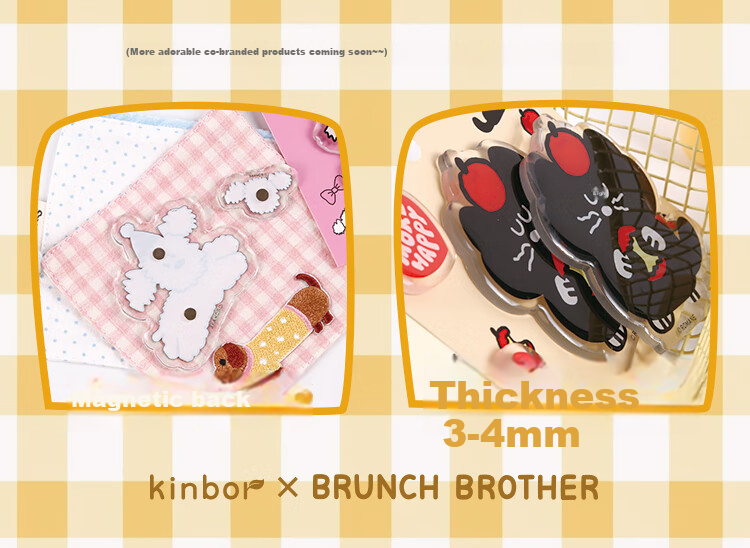 Kinbor Xbrunch Brother Collaboration Cute Dog Resin Acrylic Refrigerator Magnet Strong Magnetic Creative Cartoon DIY Message Sticker - Charlie Dream Factory 14