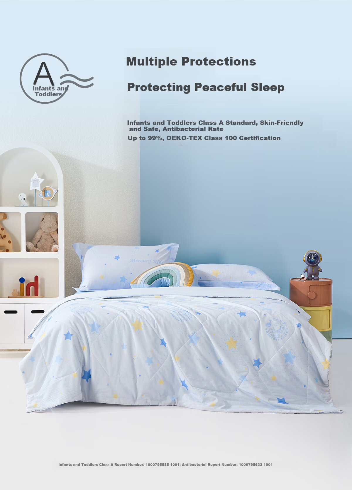 MERCURY Kids Summer Cooling Quilt, 100% Xinjiang Cotton, Air Conditioning Quilt, Machine Washable, Antibacterial, Class A Pure Cotton, Kindergarten Quilt, 120*150 10