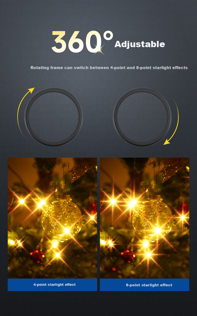 NEEWER Adjustable 4/8-Point Star Filter Short Line Starburst Lens Filter 58mm for Canon Sony Nikon Fuji Tamron Sigma Leica DSLR Mirrorless Cameras 3