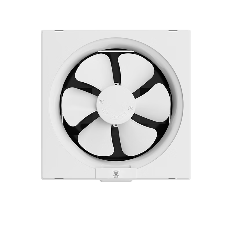 Diamond Brand 8-Inch White Wall-Mounted Exhaust Fan, Powerful Kitchen and Bathroom Ventilation with Quiet 6-Blade Design