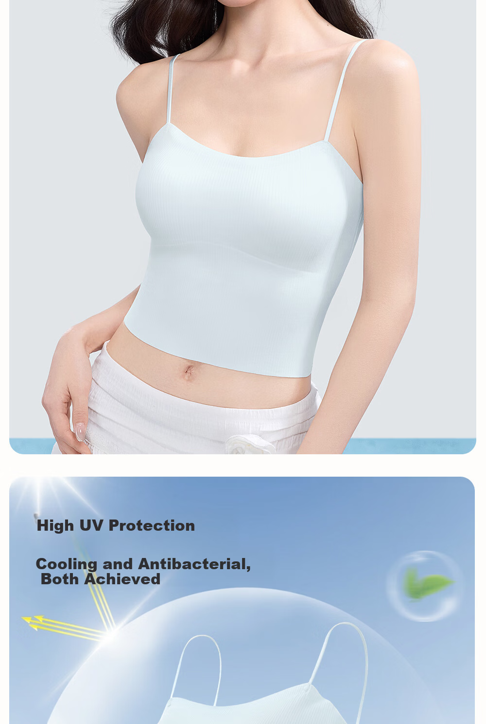 SecretWorld [Zhao Jinmai's Choice] Women's Camisole Tank Top with Built-In Bra Pads, Spring And Summer Undershirt, Inner Or Outer Wear, Beautiful Back Design, One-Piece Bra 11