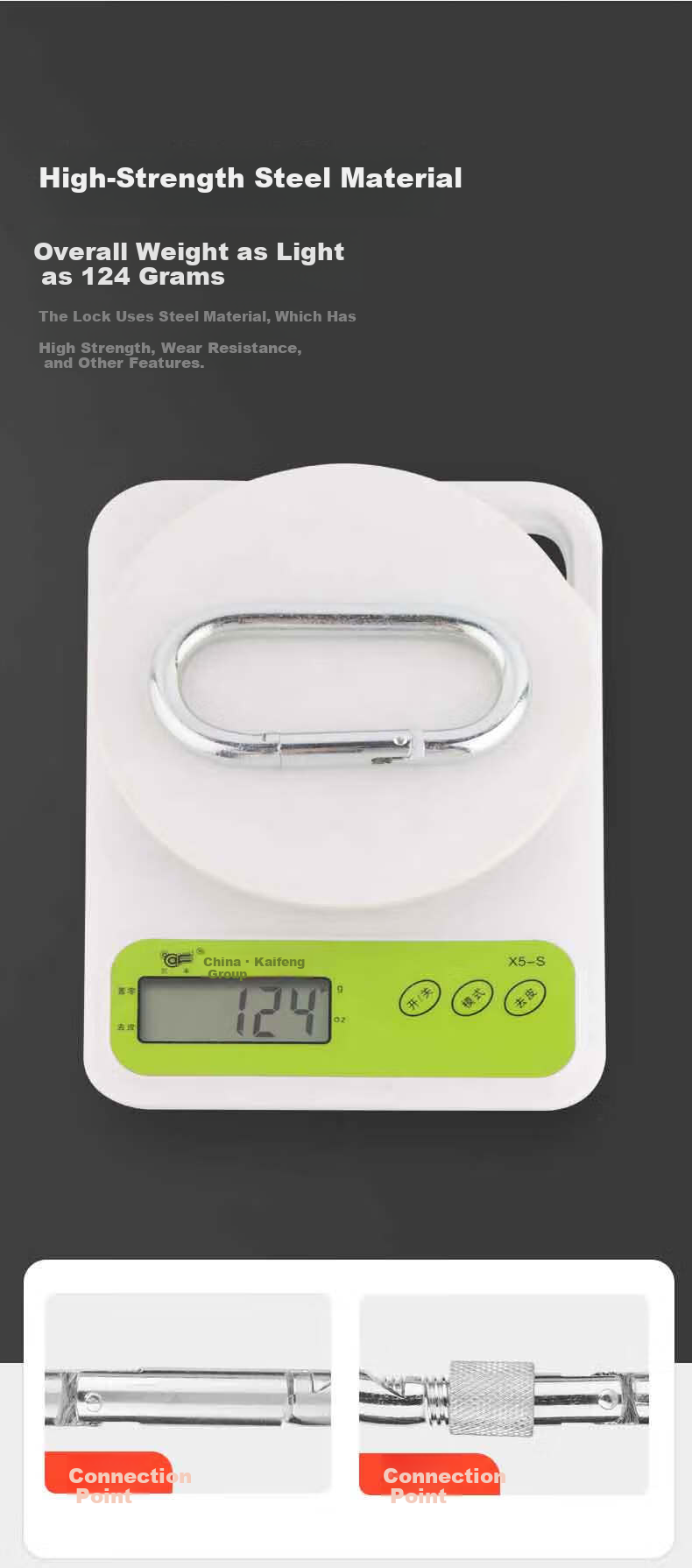 Locroyon O-Shaped Steel Lock Alloy Steel Fastener Climbing Carabiner Main Lock Safety Lock Climbing Hook Safety Hook 1