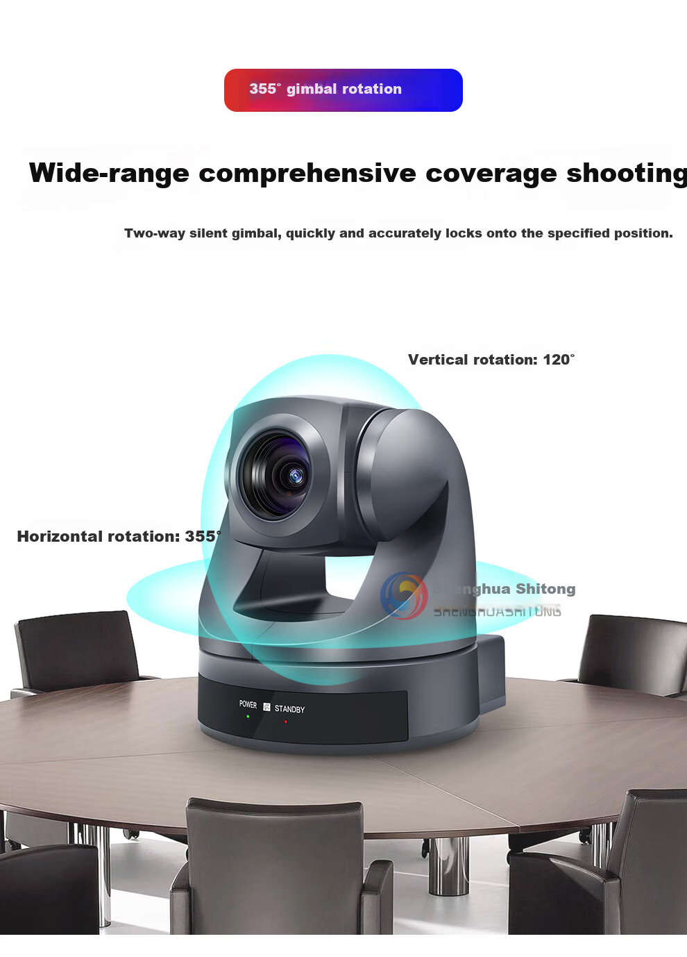 SHENGHUASHITONG 4K Ultra HD 8.5 Million Video Conference Camera, 20x Zoom, HDMI USB3.0, LAN Live Streaming Camera, AI Human Tracking, for Tencent WeChat And DingTalk, SH-VX45A 4