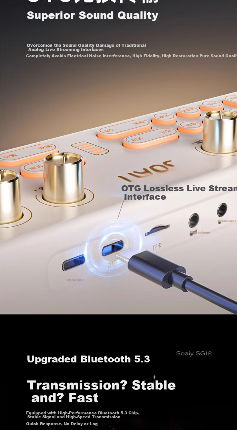 Soaiy S6 Sound Card + SC9 Microphone Live Streaming Equipment Set, Handheld Live Singing Device for Mobile Phones And Computers, Professional Karaoke Microphone Stand with External Voice Amplifier for Streamers 6