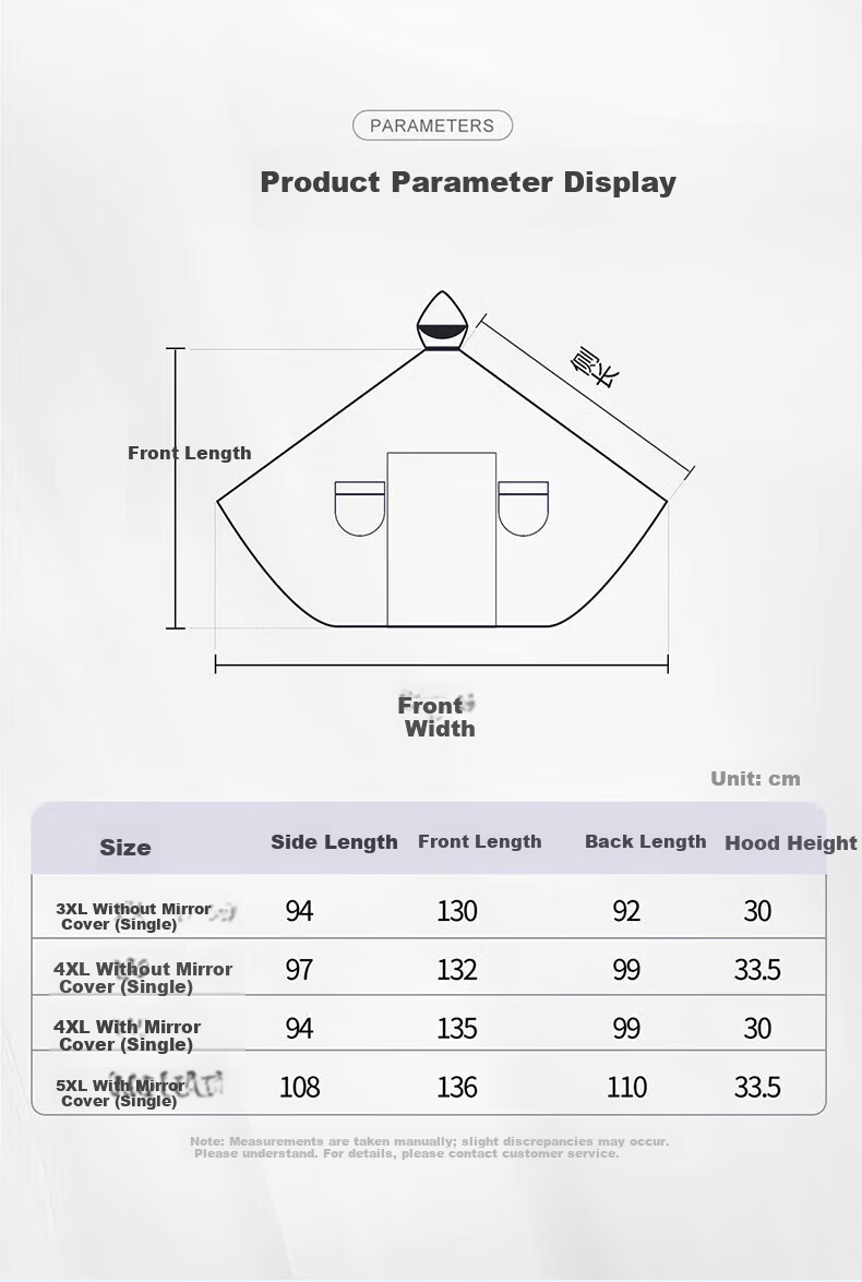 BWNK Women's Electric Bike Raincoat Single Long Full-Body Thickened Extra-Large Electric Scooter Rain Poncho 4XL 7