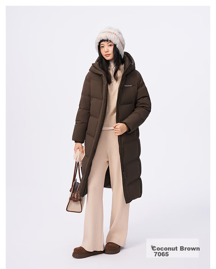 Bosideng Off-Season Winter 90% Down Women's Slim Fit Extra Long Casual Thickened Hooded Stand Collar Coat 11