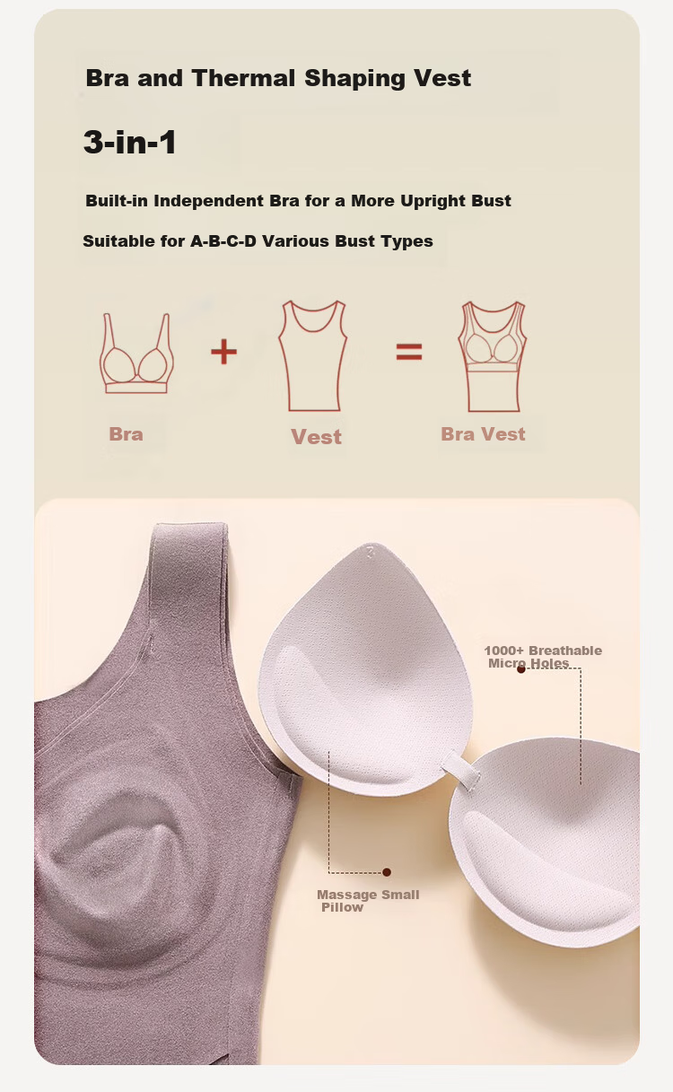 MiiOW Women's Shaping Thermal Vest with Chest Pad, Bra-Free Camisole, Autumn Winter Slim Fit Base Layer Top 4