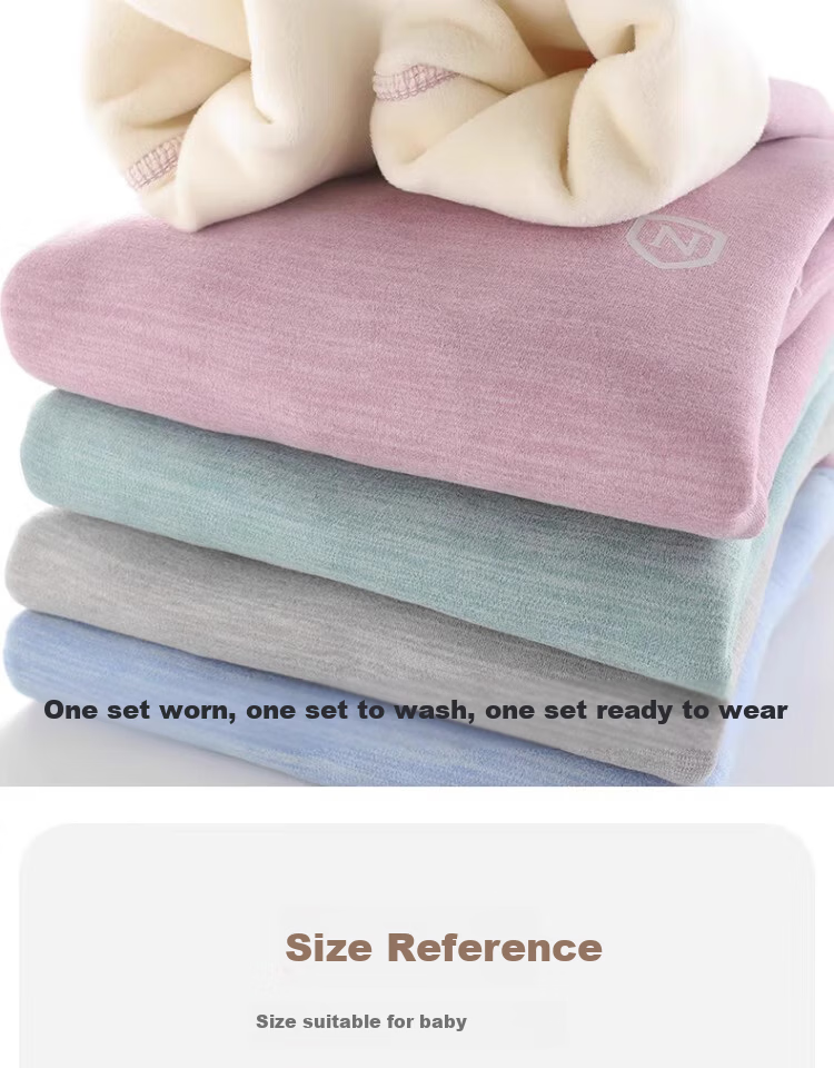 Nubiwear Kids Thermal Underwear Set Boys Winter Fleece Thickened Clothes Girls Autumn Base Layer Top and Bottom 8