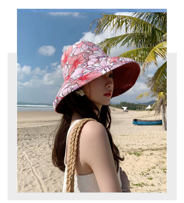 Xueqiman Double-Sided Sunshade Fisherman Hat for Women, UV Protection, Spring and Summer Outdoor Travel, Face-Covering Wide Brim, Foldable Sun Hat 19
