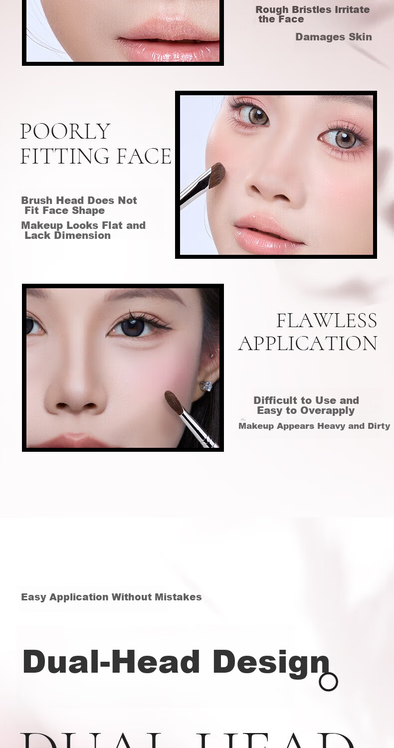 Litchi Double-Ended Contour Concealer Eye Shadow Blending Face Shaping Makeup Brush 1 Piece 3