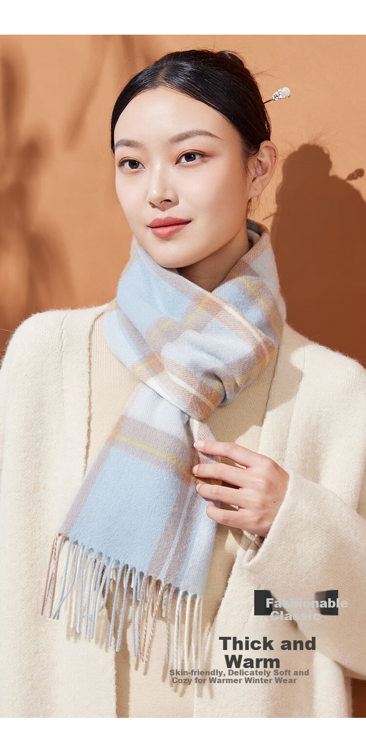Hodo 100% Pure Wool Women's Plaid Scarf Warm Cold-Resistant Neck Warmer Gift Box for Girls New Year Birthday Present 3