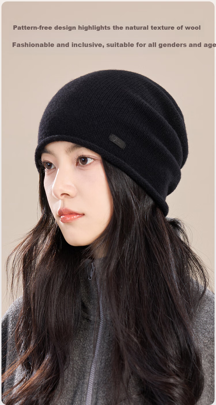 JIUMU Pure Wool Warm Knitted Beanie Headwrap Cold Weather Hat Stackable Maternity Cap Autumn Winter Outdoor Cold Protection Hat for Women 10