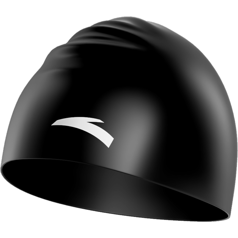 ANTA Unisex Silicone Swim Cap Waterproof Easy Wear Long Hair Friendly Enlarged Swimming Gear Night Black