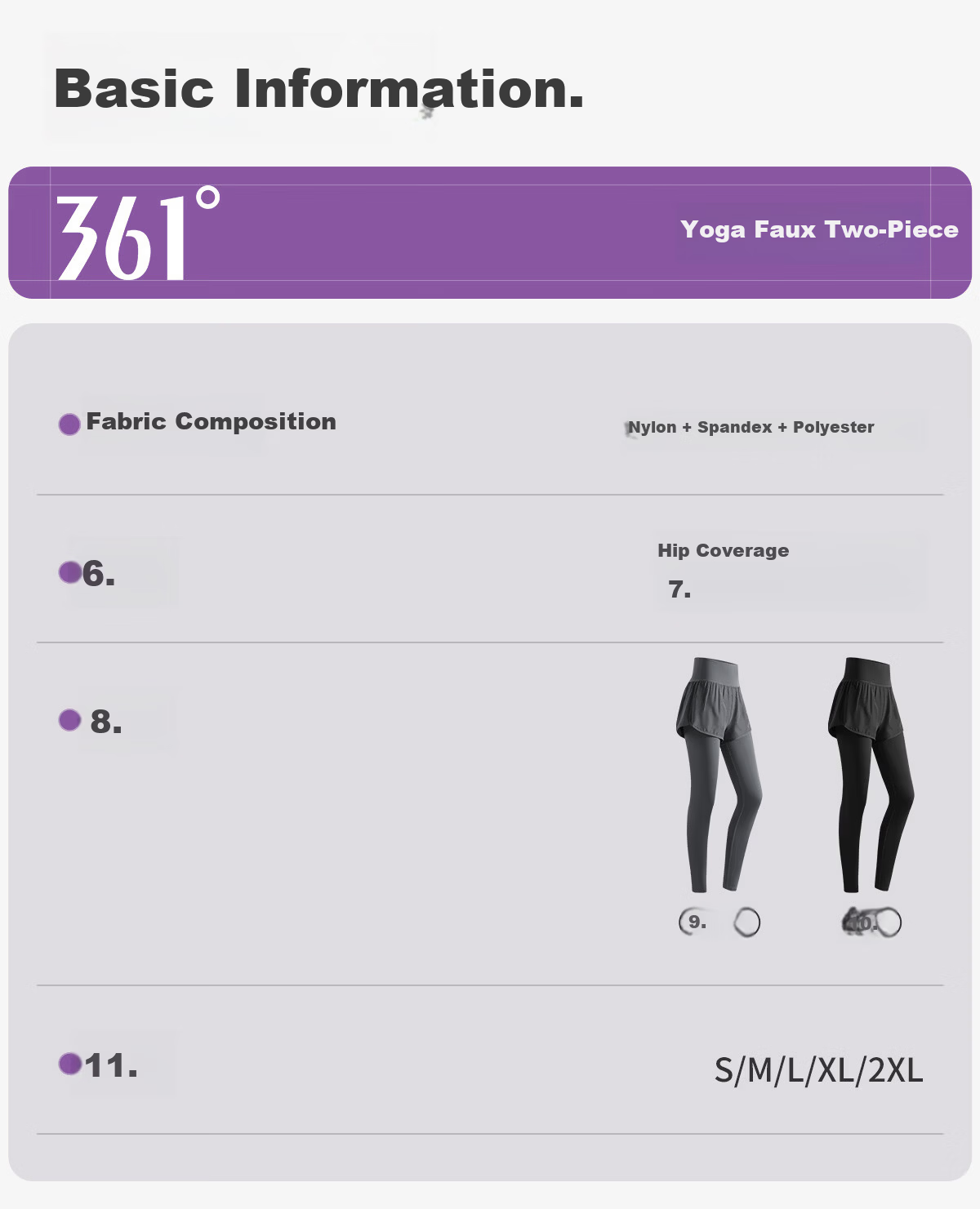 361° Women's High-Strength Fake Two-Piece High-Waist Tummy Control Sweat-Resistant Training Running Fitness Yoga Pants 22