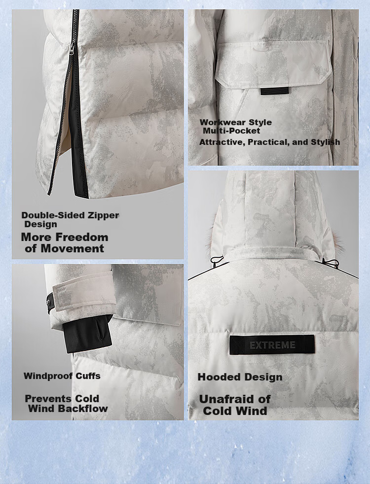 BOSIDENG Extreme Cold Goose Down Jacket Unisex Couple Thickened Long Winter Coat with Large Fur Collar 30