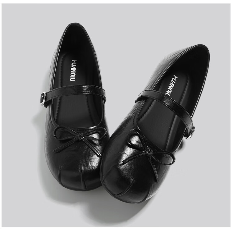 HUANQIU Silver French Style Ballet Mary Jane Flats for Women Summer Breathable Height Increasing Soft Sole Dress Shoes 30