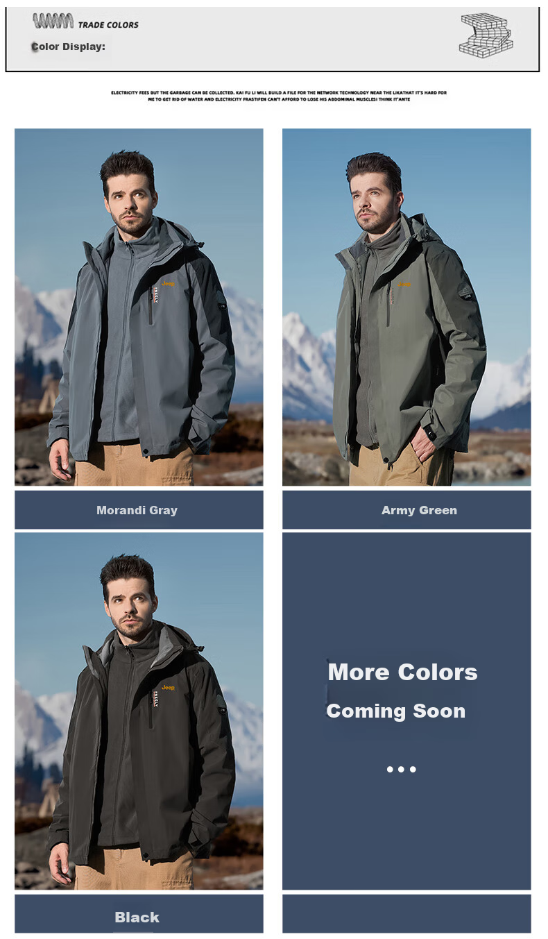 JEEP Three-In Windproof Jacket for Men, New Style for Autumn And Winter 2026, Outdoor Hooded Coat 6
