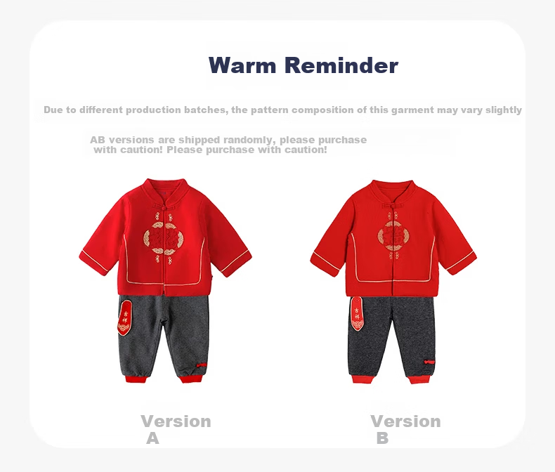 Ingebaby Baby Tang Suit Children's Thickened Cotton-padded Warm Cotton Jacket Banquet Dress Boys and Girls New Year Outfit Size 80 20