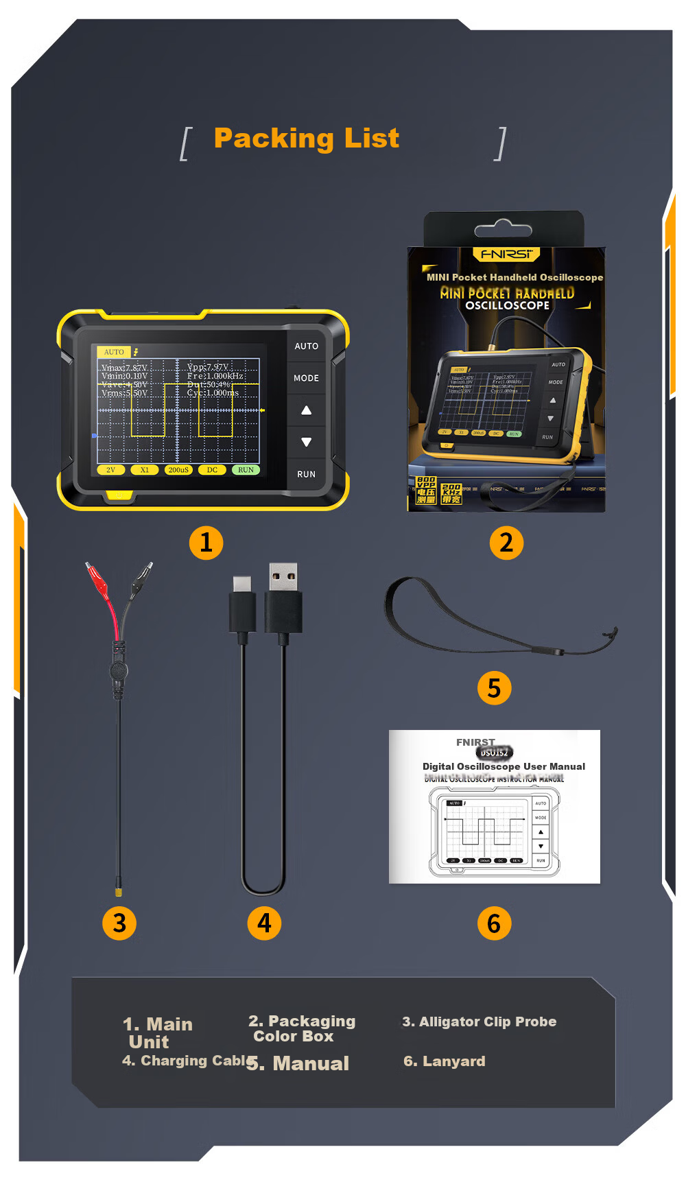 FNIRSI Mini Digital Oscilloscope 2-in-1 Multifunction Portable Mini Signal Generator 1MHz Bandwidth 20