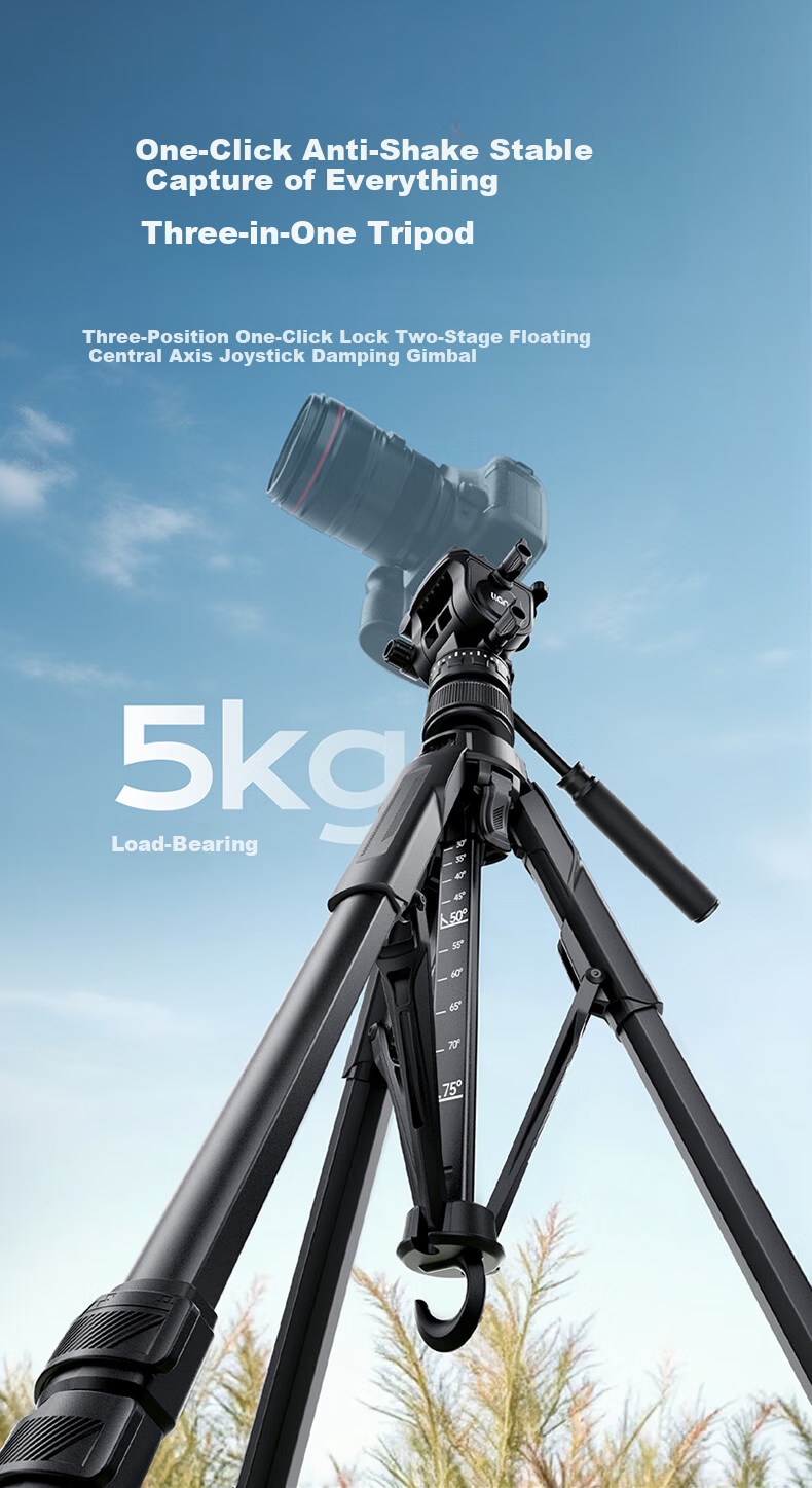 Llano Light Wing V3 Camera Tripod DSLR Mirrorless Professional Vlog Video Live Aluminum Alloy Tripod Joystick Damping Gimbal Anti-Shake Outdoor Portable 1