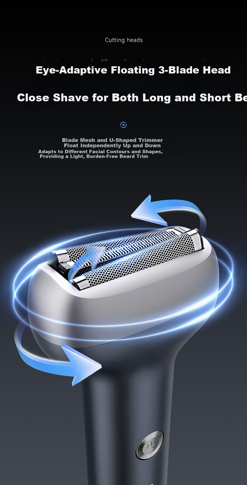 Superman Hangyang High-End Series High-Power Electric Shaver Reciprocating Small Hammer Full Body Washable Razor Type-C Fast Charging HS936 3