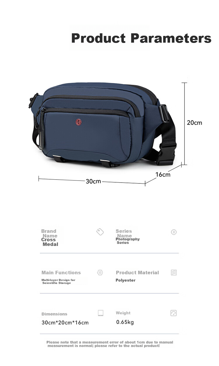 CROSSGEAR Cross Medal Single Shoulder Sling Bag One Camera Two Lenses Mirrorless DSLR Camera Photography Bag Drone Phone Storage Chest Bag 15