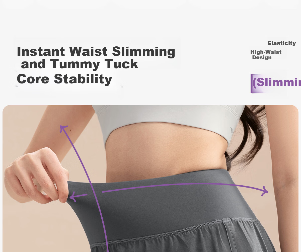 361° Women's High-Strength Fake Two-Piece High-Waist Tummy Control Sweat-Resistant Training Running Fitness Yoga Pants 5