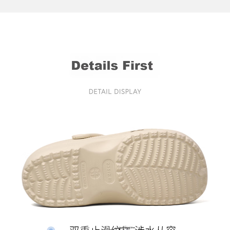 Mercury Home Textiles Summer Outdoor Unisex Holey Slippers Beach Sandals Women Non-Slip Thick Sole Soft Couple Closed-Toe Slippers 15