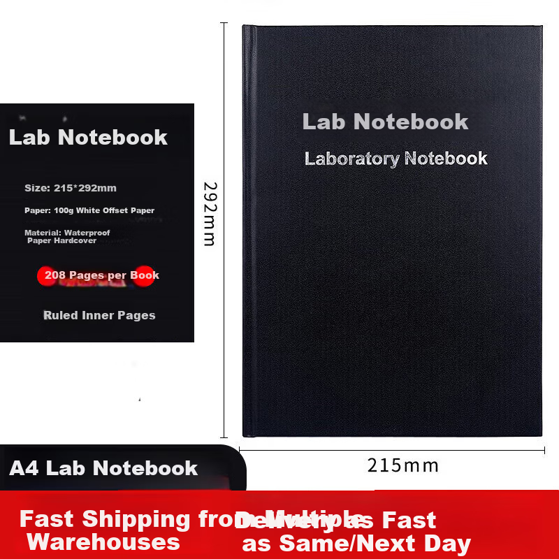 Shushan Thickened Laboratory Notebook A4 Research Graduate Scientific Chemistry Biology Experiment Report Book Student Black Lined Pages Single Volume