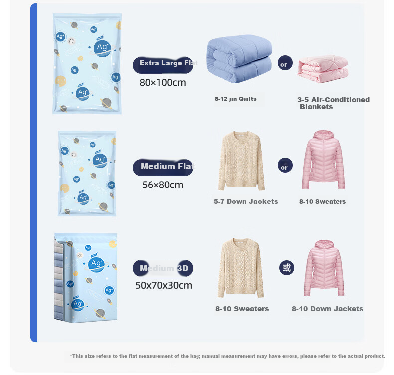 Taili Antibacterial Vacuum Compression Storage Bags Large Capacity Clothes Packing Organizer Bags for Baby Clothes and Quilts, 5 Extra Large Size 1