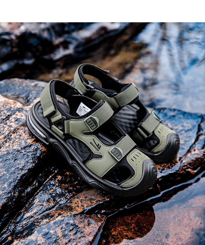 Warrior Men's Stream Hiking Sandals 2026 Summer New Outdoor Beach Water Shoes 1648 Black Size 39 18