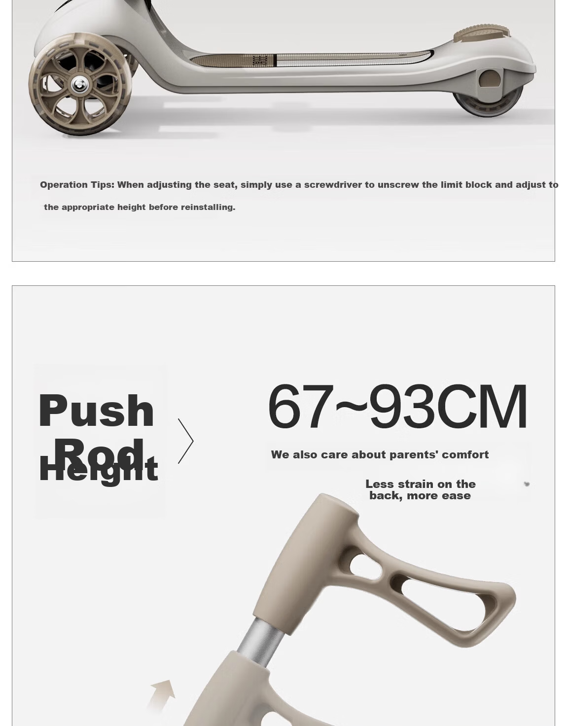 BEIESTATE Supreme Pro 7-in-1 Scooter Foldable Kids Scooter for Ages 1-3-6 Birthday Gift Mica Gray 7
