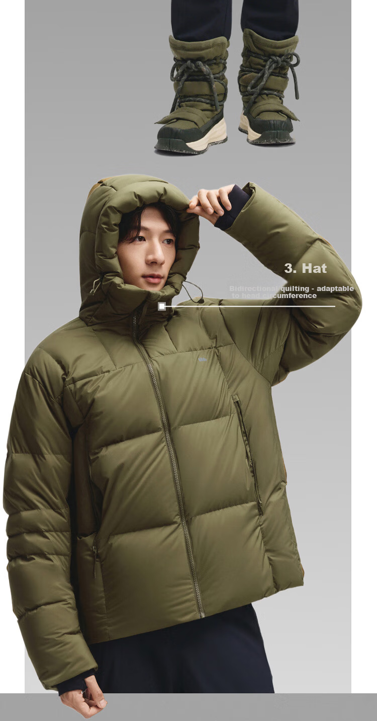 Beneunder Men's Water-Repellent Down Jacket Warm Outdoor Windproof Waterproof Machine-Washable Hooded Coat HD111 Light Mist Gray XL 13
