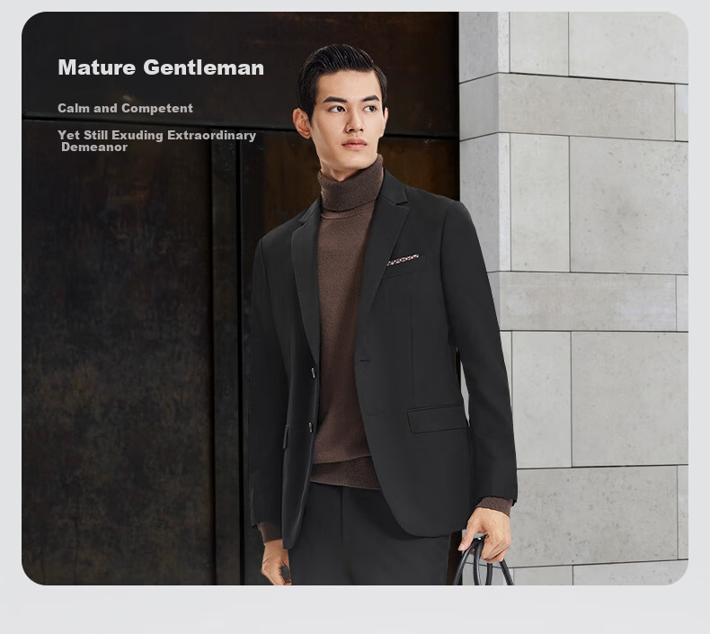 Goldlion [Ziyouxi Second Generation] Spring And Autumn Men's Suit, Machine Washable Wool, Wrinkle-Free, Anti-Static Blazer, Black, Size 50A 3