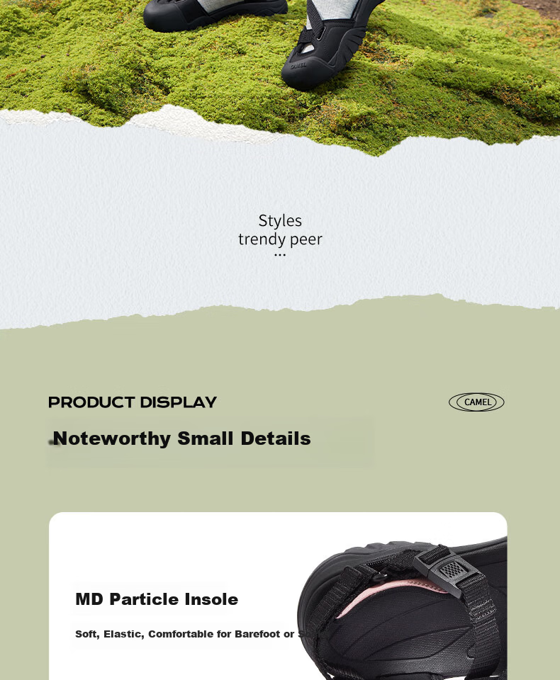 CAMEL Women's Outdoor Sandals Cute Cool Version Colorblock Thick Sole Sandals L25M076016 Silver/Grey Size 36 12