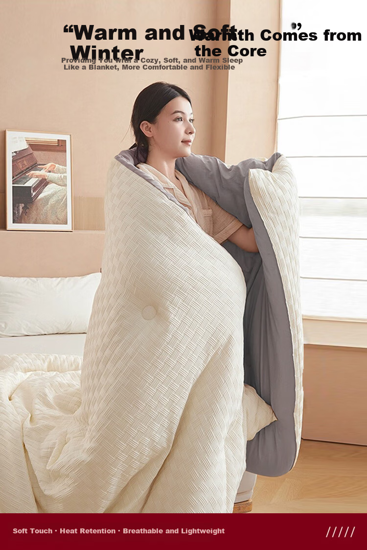 YALU & FREEDOM Class A Waffle Quilt, Antibacterial Soybean Fiber, Autumn And Winter Cotton Comforter, Single Person, 5 Jin (2.5 Kg), 150x200cm, Beige 1