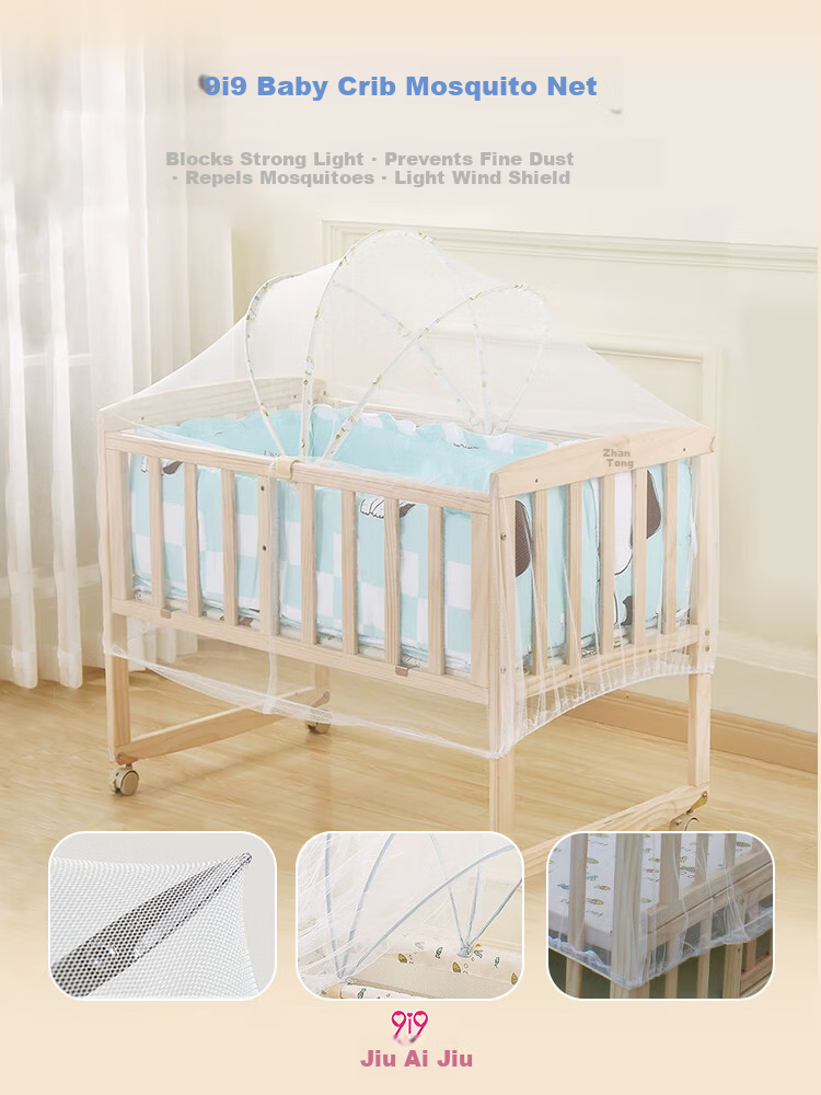 9i9 Baby Crib Mosquito Net Cover Cradle Bed Mosquito Net Full Coverage No Installation Foldable Universal A67 1