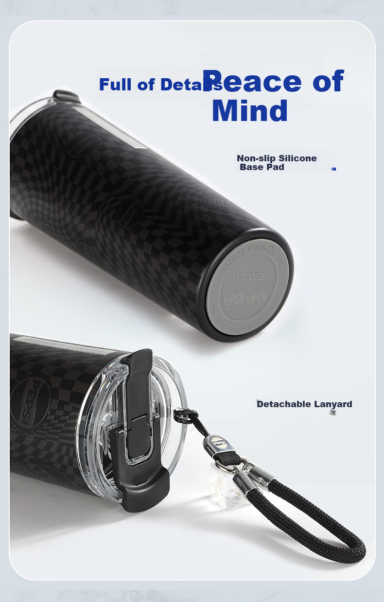 Pepsi Insulated Tumbler 316L Stainless Steel Coffee Cup Portable Car Cooler Sports Travel Mug 650ml Ink Brown 12