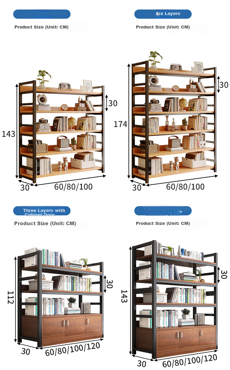 MSFE Steel Bookshelf Storage Rack Floor-standing Wall-mounted Multi-layer Display Shelf Six-tier 80*32*190cm 23