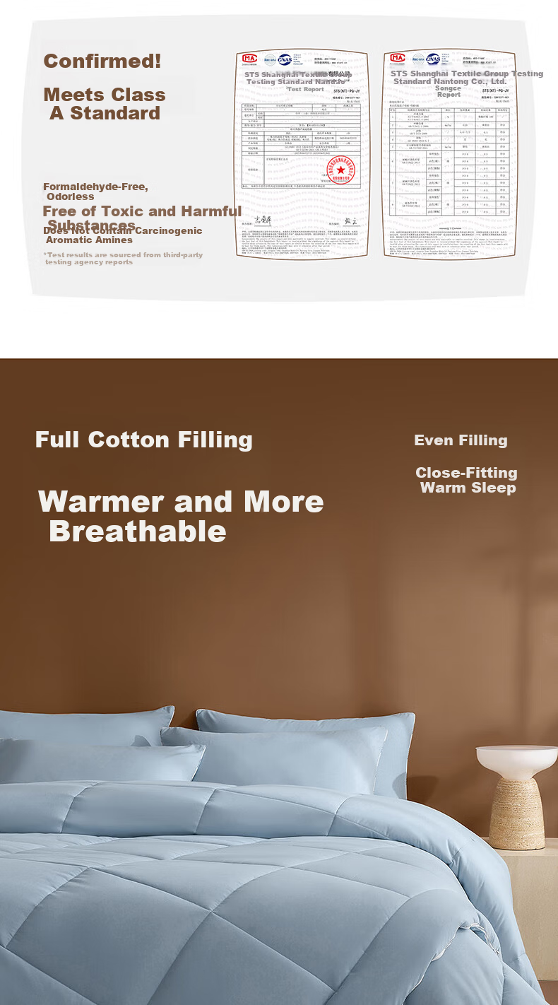 HLA 7A Antibacterial Soy Fiber Quilt 2-in-1 Mother and Child Quilt Autumn Winter Quilt Core Blue Approx. 8 Jin 150*200cm 6